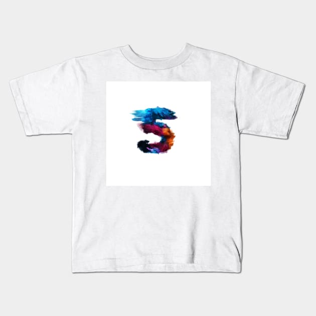 Lucky number five 5 made of paint Kids T-Shirt by Axelsavvides